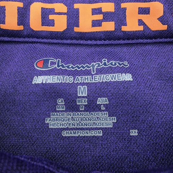 Clemson Tigers Shirt Mens Medium Purple NCAA Football Polo Champion Wicking - Picture 2 of 16